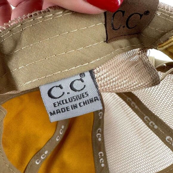 High Ponytail Baseball Cap CC Exclusives Marigold Yellow Distressed Womens OS - Picture 10 of 10